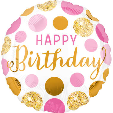 Foil Balloon - "HAPPY Birthday" - Pink and Gold - 45 cm